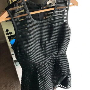 Black Faux Leather Sheer Banded Dress